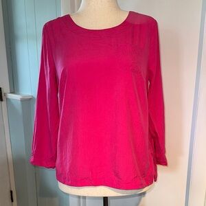 J. Crew Bright Pink 3/4 Sleeve Silk Women's Top